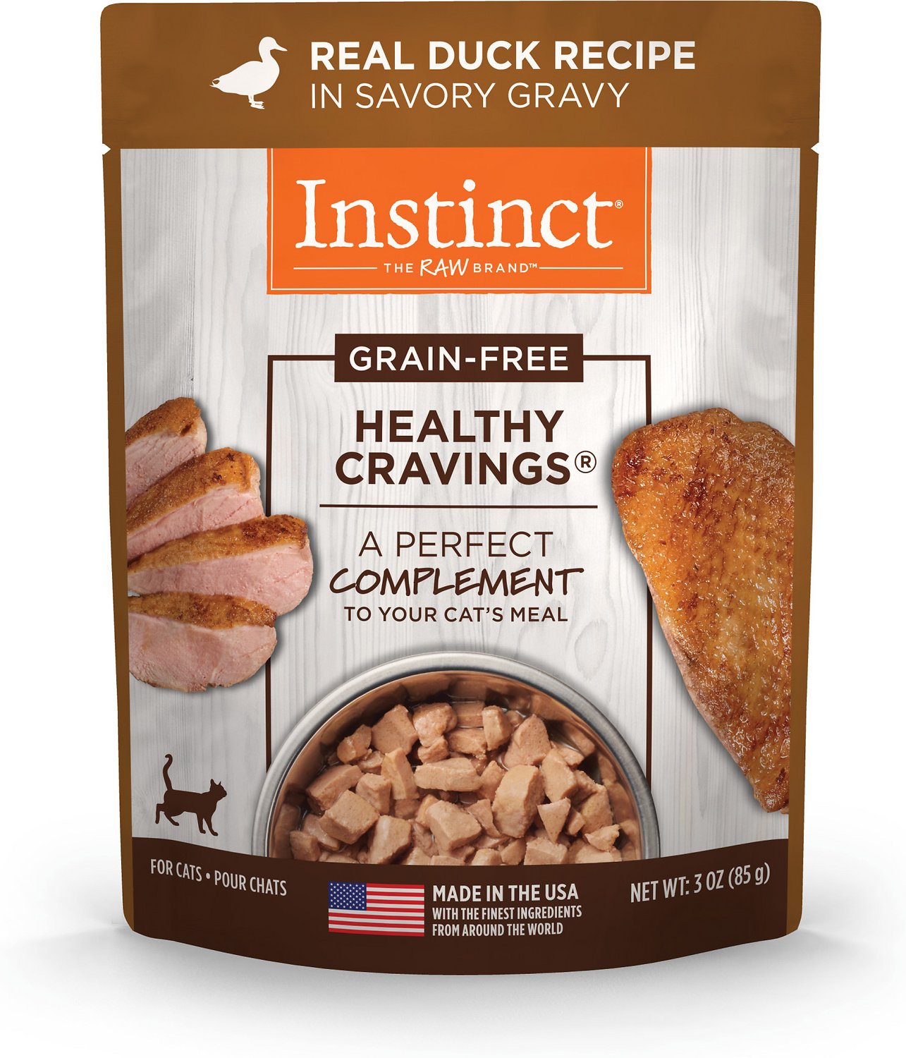 طعام القطط الرطب الخالي من الحبوب بنكهة البط الحقيقي من إنستينكت هيلثي كريفينجز، 85 غرام