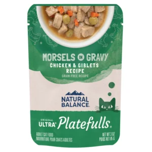 Natural Balance Platefuls Chicken & Giblets Formula in Gravy Pouches Wet Cat Food, 85 g