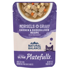 Natural Balance Platefulls Indoor Formula Chicken & Chicken Liver in Gravy Wet Cat Food, 85 g