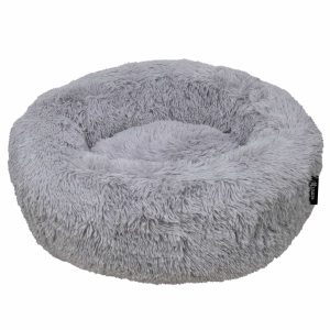 District 70 FUZZ Fluffy Donut Bed, Light Grey