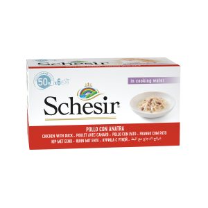 Schesir Multipack Chicken with Duck in Cooking Water Wet Cat Food, 50g (Pack of 6)