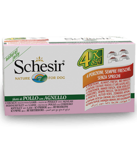 Schesir Multipack Chicken with Lamb Wet Dog Food, Pack of 4 x 85g