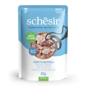 Schesir Complete Nutrition Tuna with Seabass Pouch in Jelly Wet Cat Food, 85g