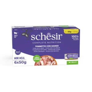 Schesir Mini Meals Complete Nutrition Tuna with Beef Wet Cat Food, 50g (Pack of 6)