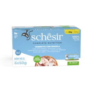 Schesir Mini Meals Complete Nutrition Tuna with Seabass in Jelly, Wet Cat Food, 50g (Pack of 6)
