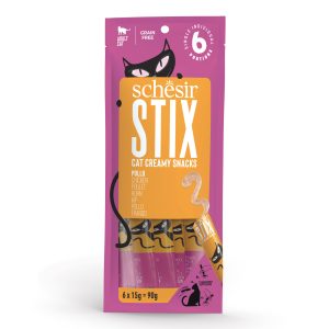 Schesir Stix! Chicken Mousse Cat Treat, 6 Pieces