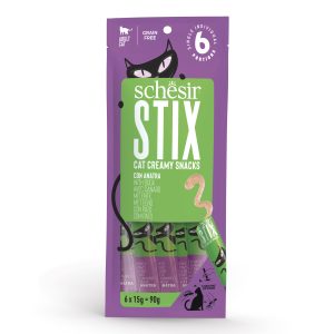 Schesir Stix! Duck Mousse Cat Treat, 6 Pieces