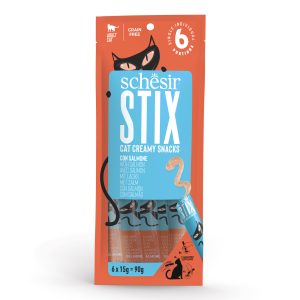 Schesir Stix! Salmon Mousse Cat Treat, 6 Pieces