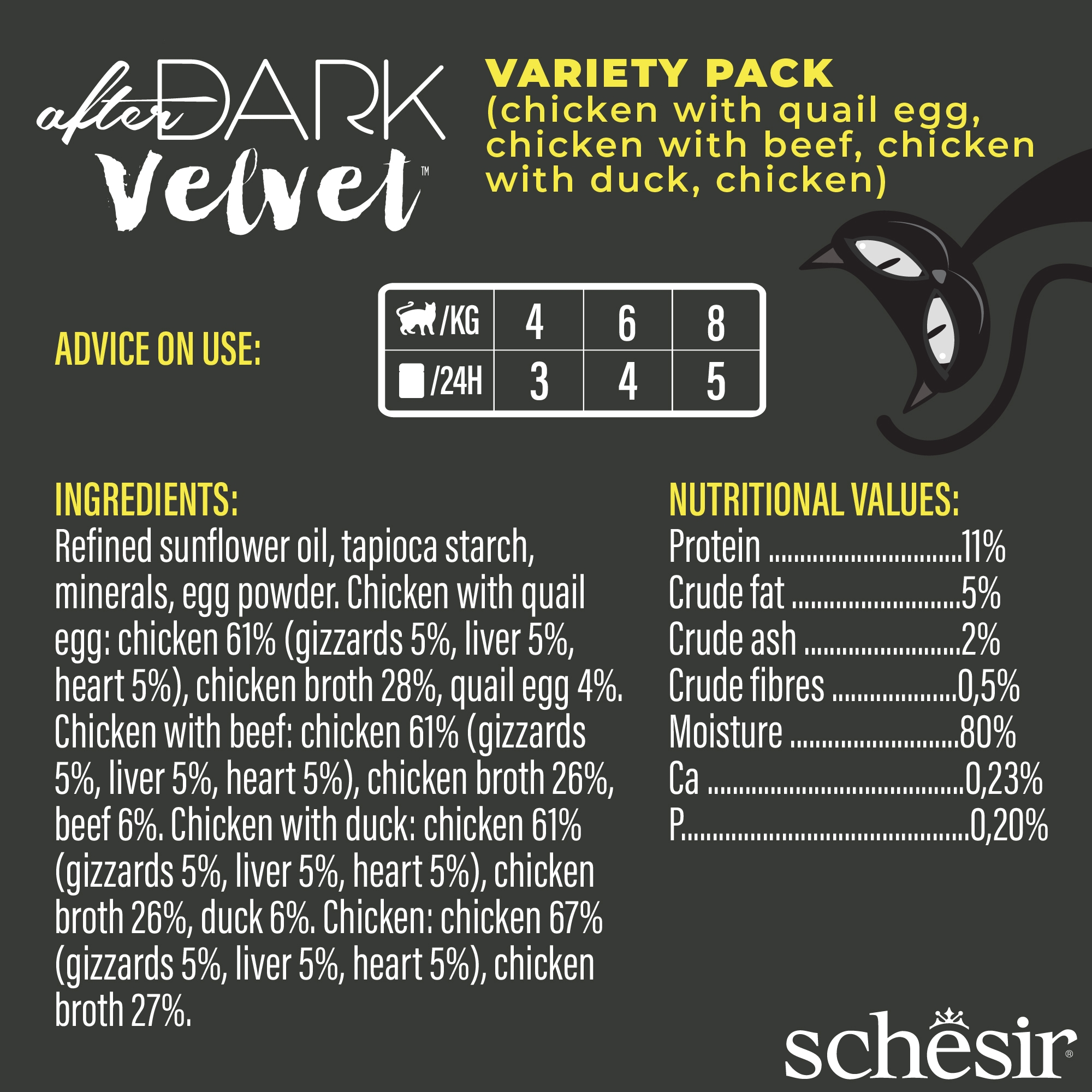 Schesir After Dark Velvet Mousse Variety Pack Wet Cat Food, Pack of 12 x 80g - Image 3