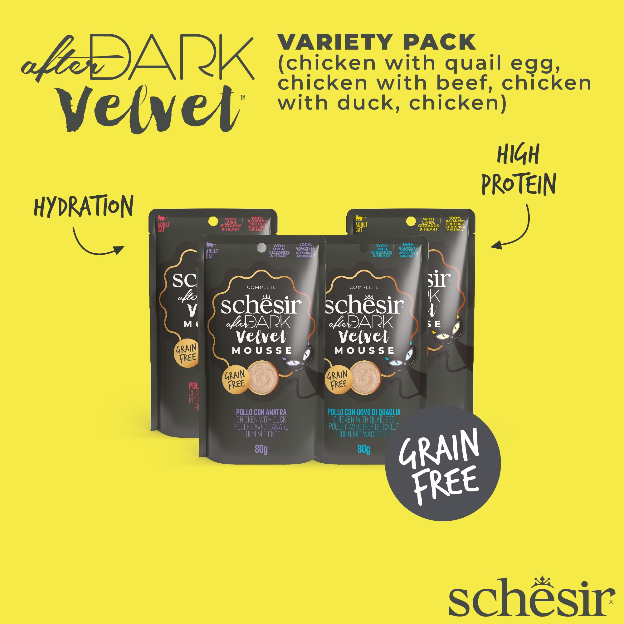Schesir After Dark Velvet Mousse Variety Pack Wet Cat Food, Pack of 12 x 80g - Image 2