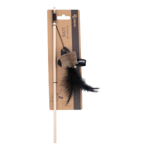 District 70 BAIT Natural Wood Wand Cat Toy, Black