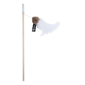 District 70 SMASH Natural Wood Wand Cat Toy, White