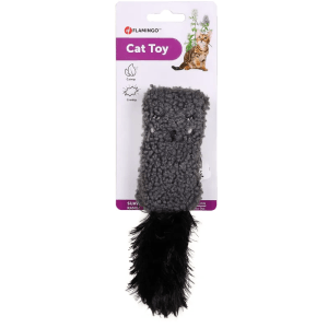 Alternative view of Flamingo Suava Cushion with Catnip Cat Toy, Dark Grey