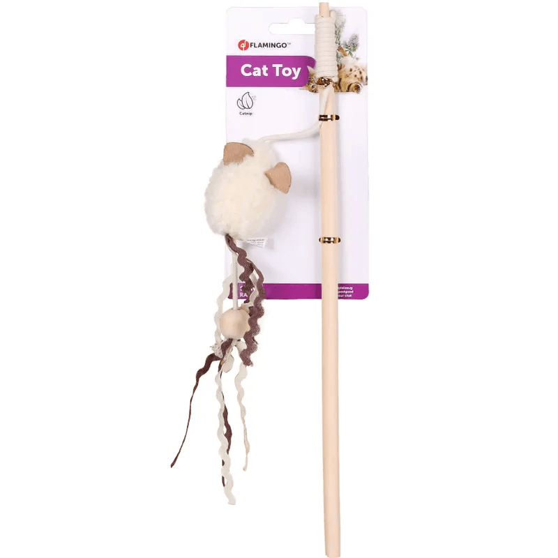Flamingo Suava Dangler Mouse Cat Toy, Cream - Image 2
