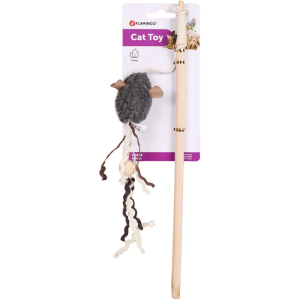 Alternative view of Flamingo Suava Dangler Mouse Cat Toy, Dark Grey
