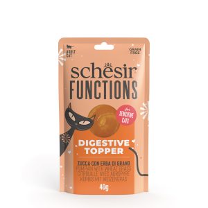 Schesir Functions Pumpkin with Wheat Grass Digestive Food Topper, 40g