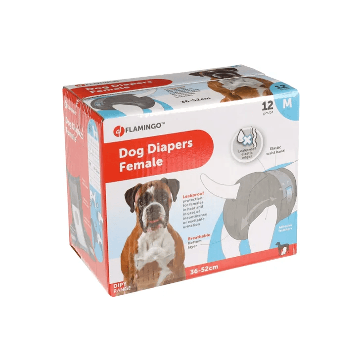 Flamingo Female Dog Diapers, Medium 12 Pcs