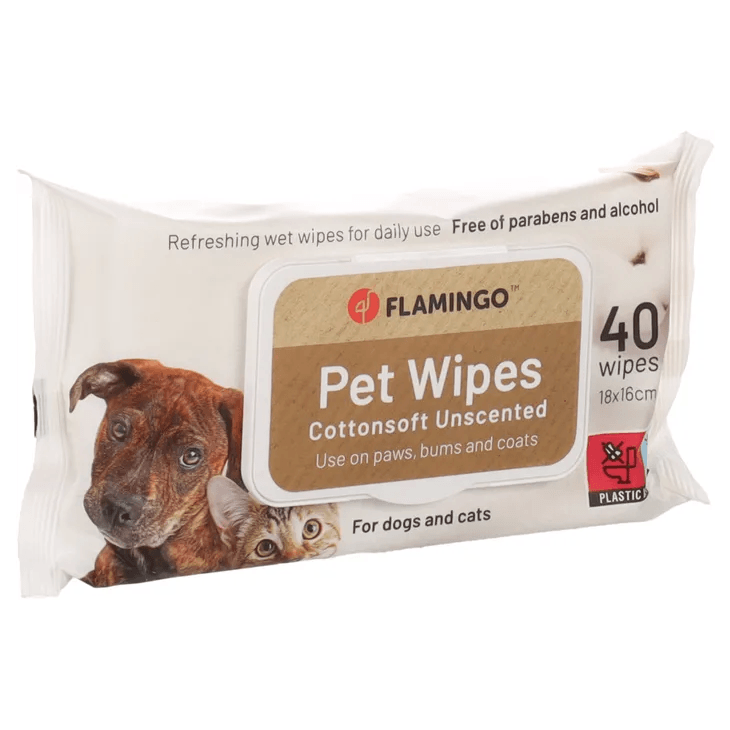 Flamingo Unscented Pet Wipes, 40 Wipes