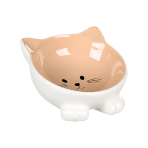 Flamingo Puzi Ceramic Cat Bowl, Taupe