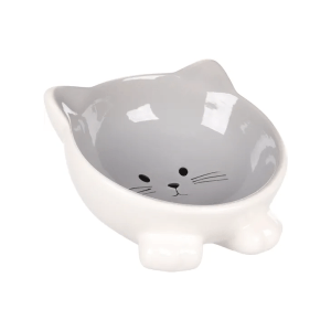 Flamingo Puzi Ceramic Cat Bowl, Grey
