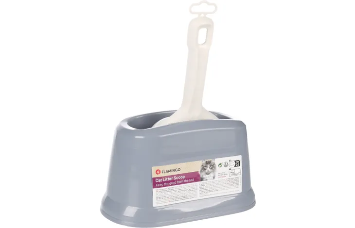 Flamingo Cat Litter Scooper with Holder, Gray - Image 3