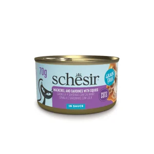 Schesir Mackerel & Sardine Fillets with Calamari in Sauce Wet Cat Food, 70g