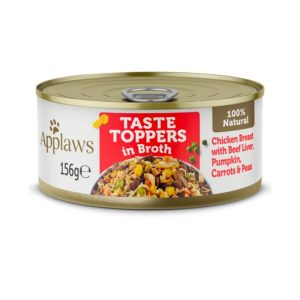 Applaws Taste Toppers Chicken Breast with Beef Liver, Pumpkin, Carrots & Peas, Canned Dog Food, 156g