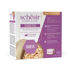 Alternative view of Schesir Veterinary Solutions Diabetic Chicken with Chicken Liver Fillets Wet Cat Food, 80g