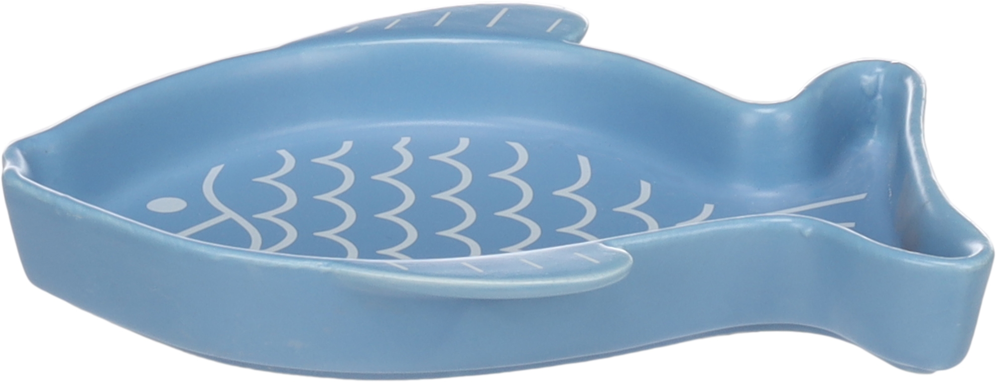 Flamingo Fishie Ceramic Cat Bowl, Blue - Image 2
