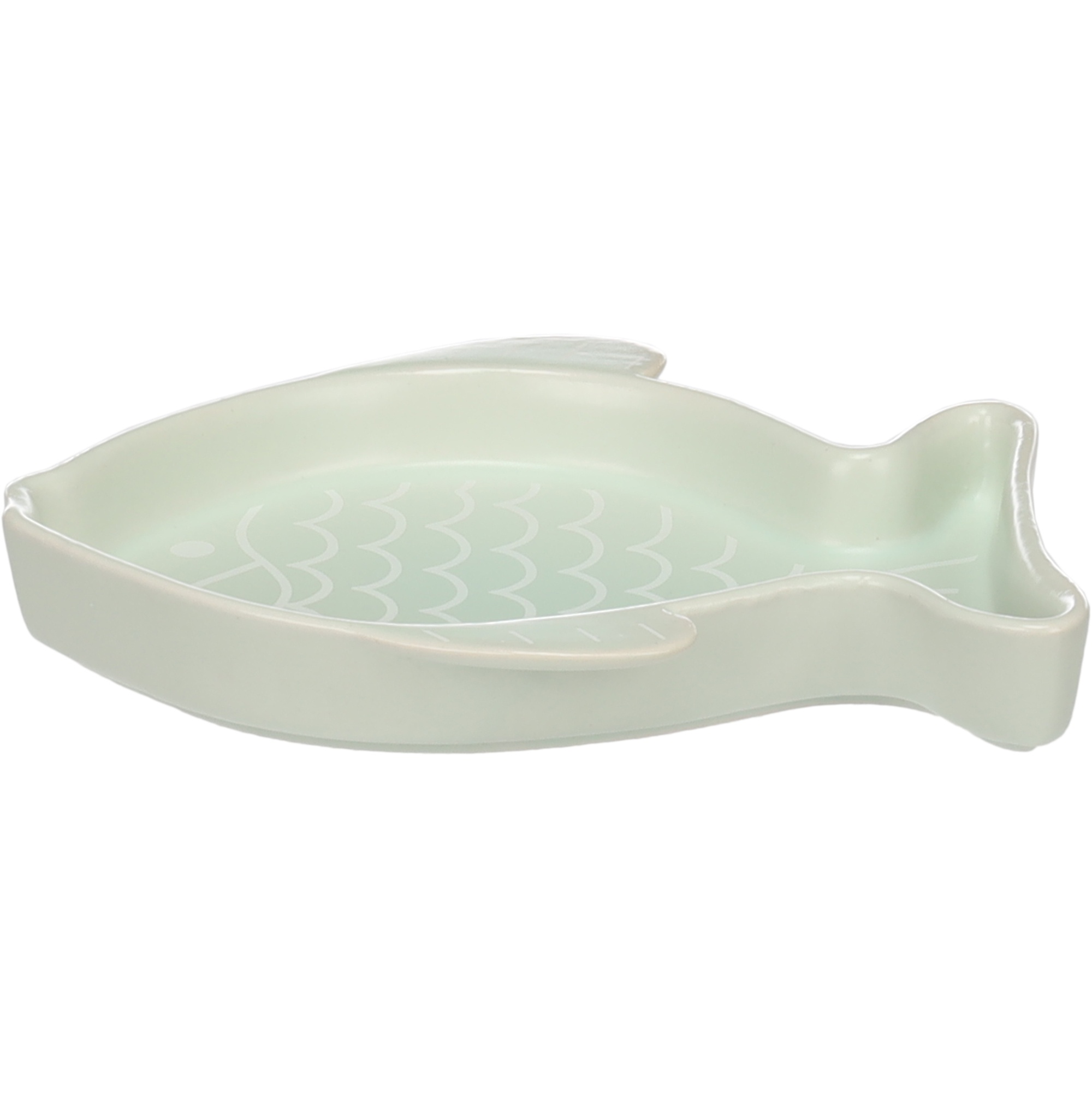 Flamingo Fishie Ceramic Cat Bowl, Green