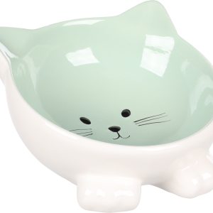Flamingo Puzi Ceramic Cat Bowl, Green