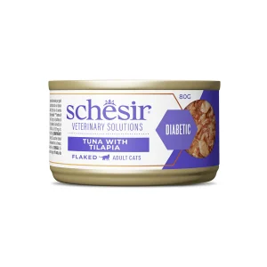 Schesir Veterinary Solutions Diabetic Flaked Tuna with Tilapia Wet Cat Food, 80g