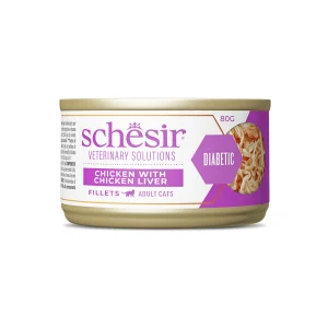 Schesir Veterinary Solutions Diabetic Chicken with Chicken Liver Fillets Wet Cat Food, 80g