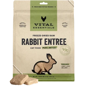 Vital Essentials Freeze-Dried RAW Rabbit Entree Mini Patties Dry Cat Food, 8oz