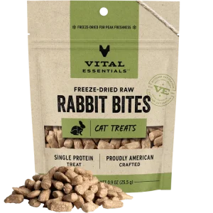 Vital Essentials Rabbit Bites Freeze-Dried RAW Cat Treat, 0.9oz