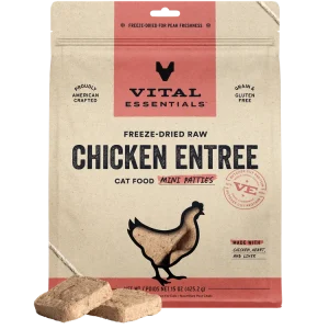 Vital Essentials Freeze-Dried RAW Chicken Entree Mini Patties Cat Food, 8oz