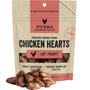 Vital Essentials Chicken Hearts Freeze-Dried RAW Cat Treat, 0.8oz