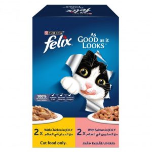 Felix As Good as it Looks Chicken and Salmon in Jelly Wet Cat Food, 85g (Pack of 4)