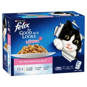 Felix Kitten As Good as it Looks Kitten Menus in Jelly Wet Kitten Food, 85g (Pack of 12)