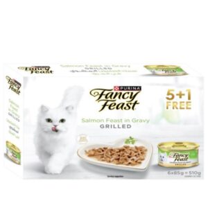 Fancy Feast Grilled Salmon Feast In Gravy Wet Cat Food, 85g (5+1 Pack)