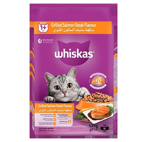 Whiskas Grilled Salmon Steak Flavour Dry Cat Food, 1.2kg