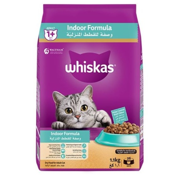 Whiskas Indoor Formula Dry Cat Food, 1.1kg