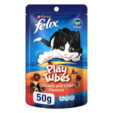 Felix Play Tubes Chicken & Liver Flavours Cat Treats, 50g