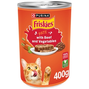 Friskies Beef and Vegetables Pate Wet Cat Food, 400g