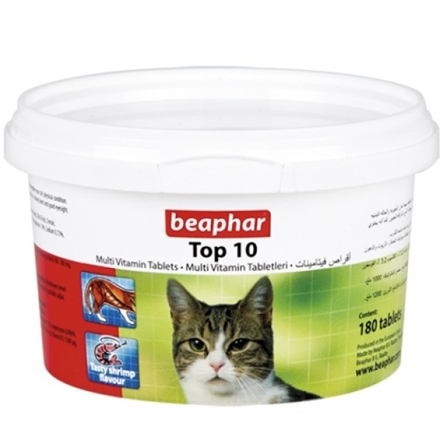 Beaphar Top 10 Multi-Vitamins for Cats, 180 Tabs